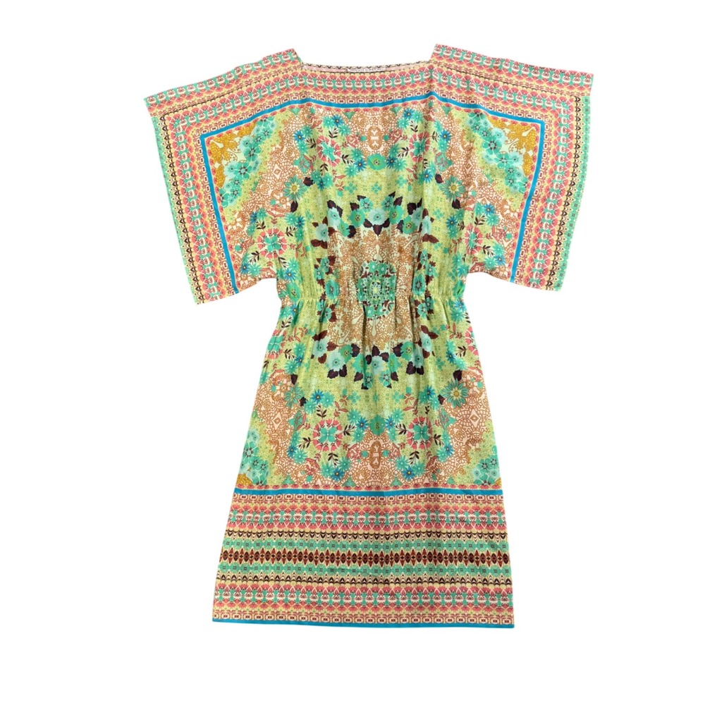 Maggy London Y2K Boho Festival Dress Fairycore Resort Paisley Kimono Sleeve Midi